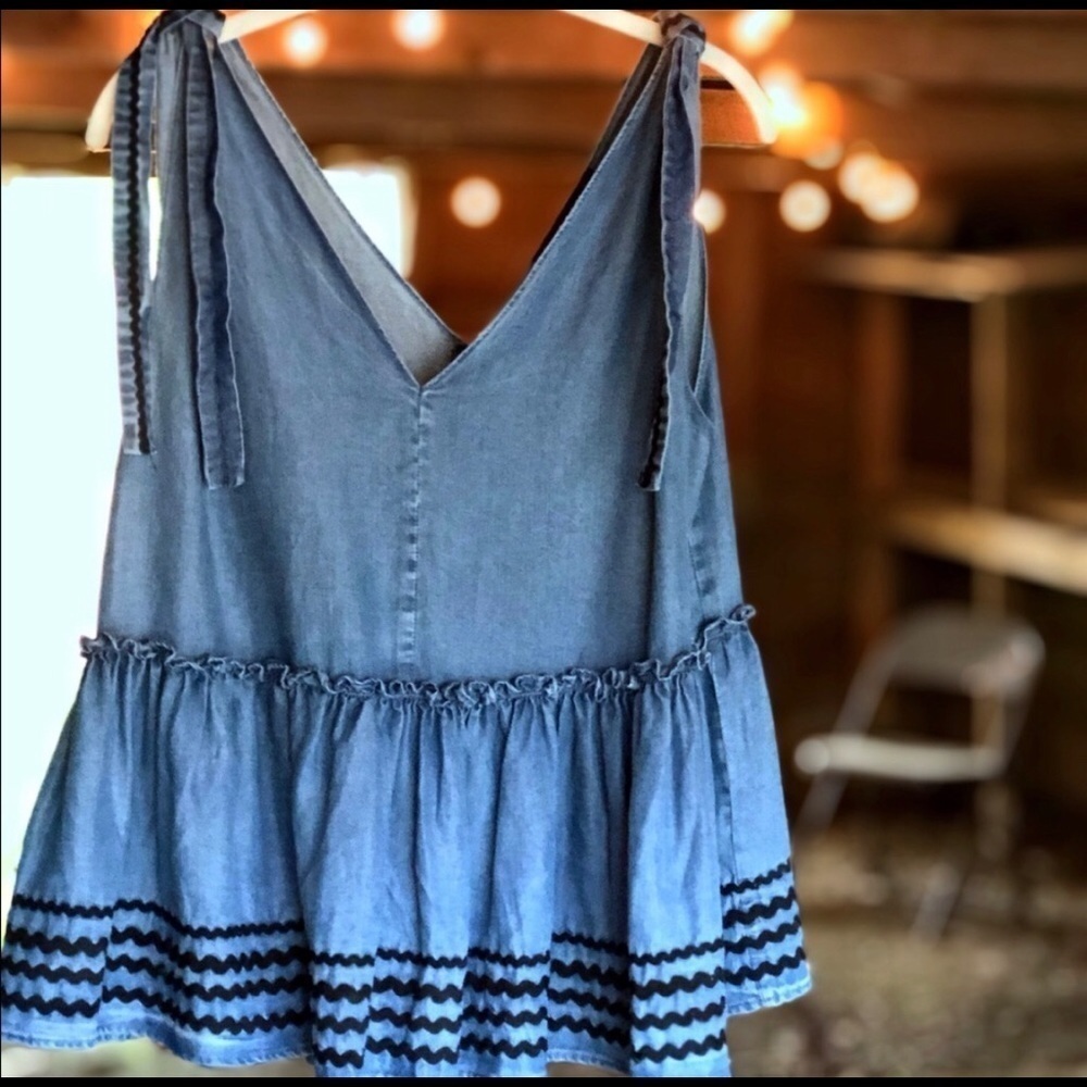 SUGAR LIPS, Jean Tank w/black rickrack - Picture 3 of 11